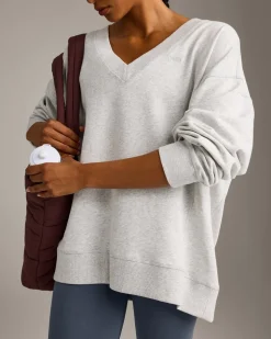 Cotton Vintage Lounge V Neck Sweatshirt