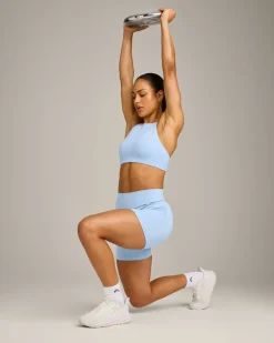 EasyLift™ High Neck Sports Bra with Grey Logo