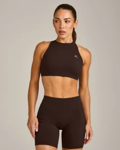 EasyLift™ High Neck Sports Bra with Grey Logo