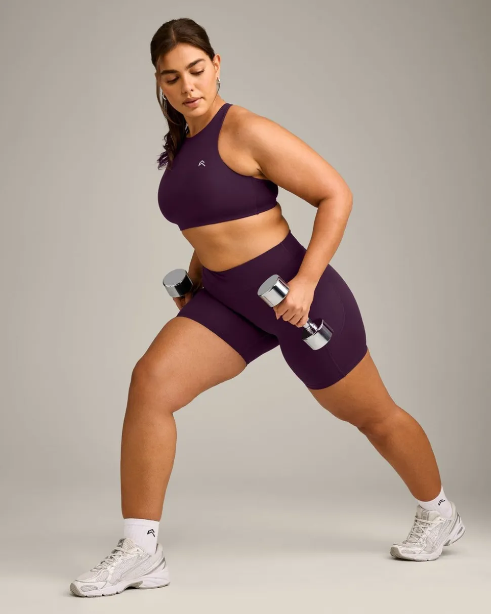 EasyLift™ High Neck Sports Bra with Grey Logo