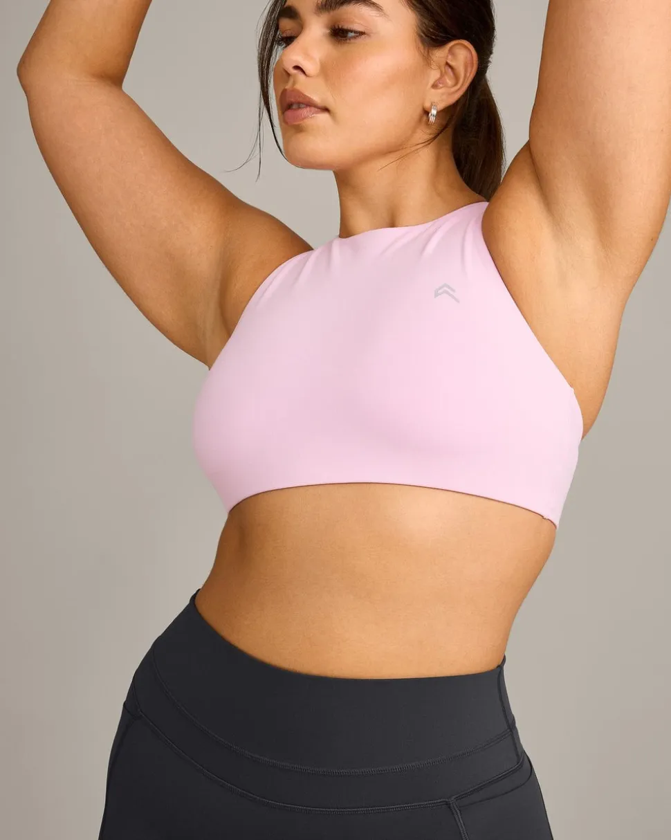 EasyLift™ High Neck Sports Bra with Grey Logo