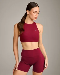 EasyLift™ High Neck Sports Bra with Grey Logo