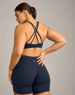 EasyLift™ High Neck Sports Bra with Grey Logo