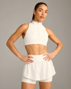 EasyLift™ Zip High Neck Sports Bra with Grey Logo