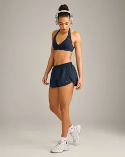 EffortlessLift™ Seamless Halter Neck Sports Bra with Grey Logo