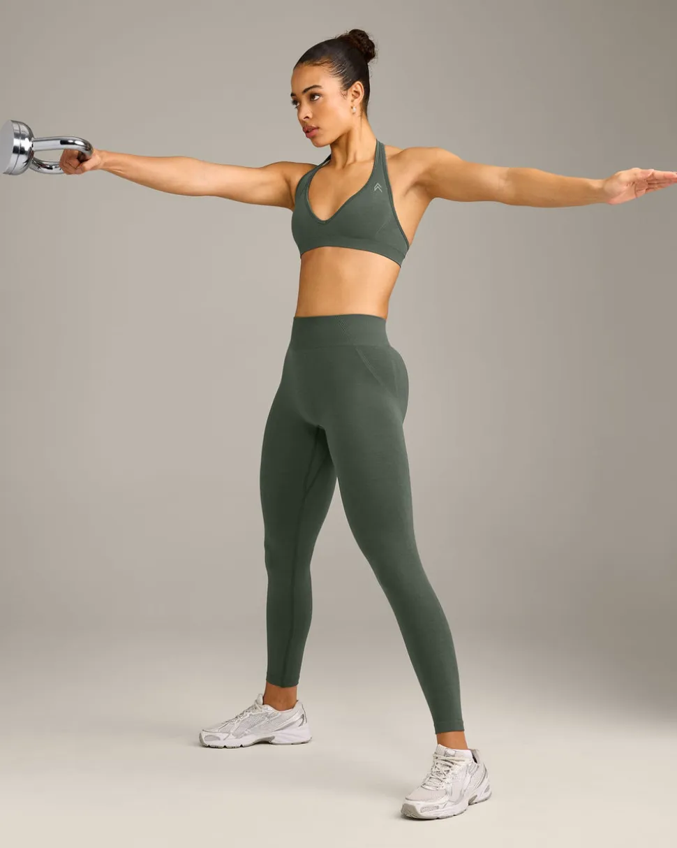 EffortlessLift™ Seamless Mid Rise Leggings with Grey Logo