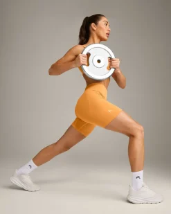 EffortlessLift™ Seamless Mid Rise Shorts with Grey Logo