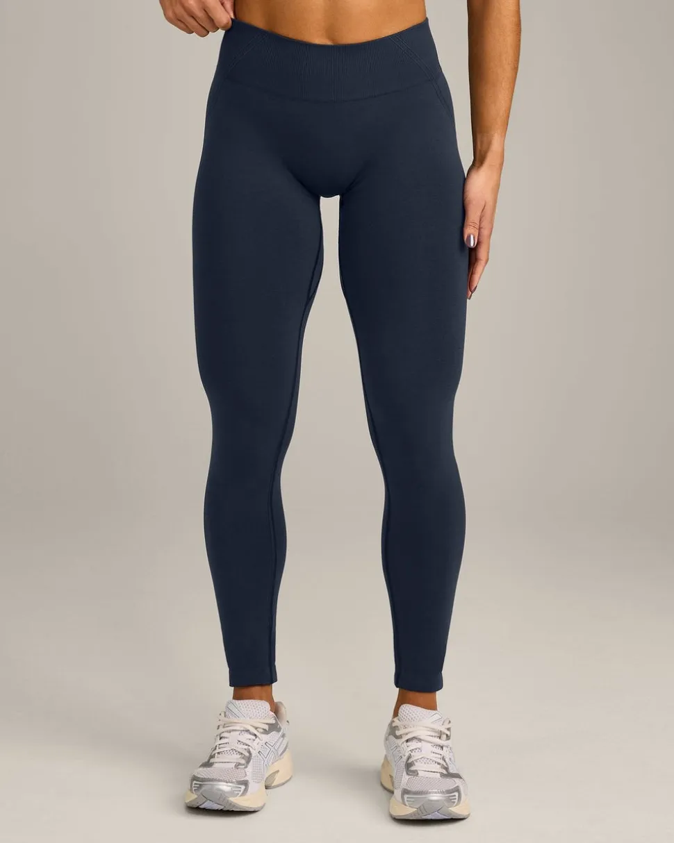 EffortlessLift™ Seamless Mid Rise Leggings with Grey Logo