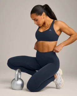 EffortlessLift™ Seamless Mid Rise Leggings with Grey Logo