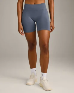 EffortlessLift™ Seamless Mid Rise Shorts with Grey Logo