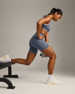 EffortlessLift™ Seamless Mid Rise Shorts with Grey Logo