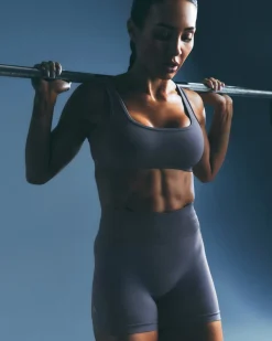 EffortlessLift™ Seamless Mid Rise Shorts with Grey Logo