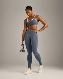 EffortlessLift™ Seamless Mid Rise Leggings with Grey Logo