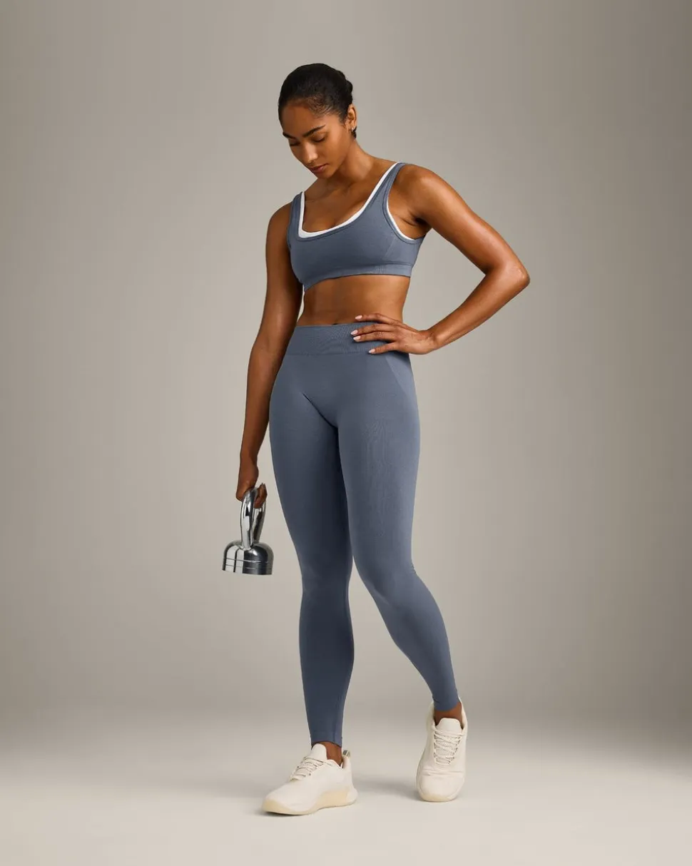 EffortlessLift™ Seamless Mid Rise Leggings with Grey Logo