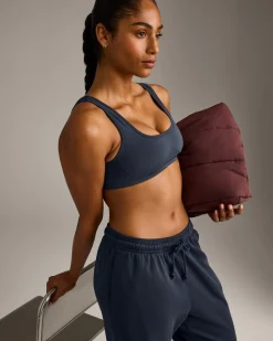EffortlessLift™ Square Neck Sports Bra with Grey Logo