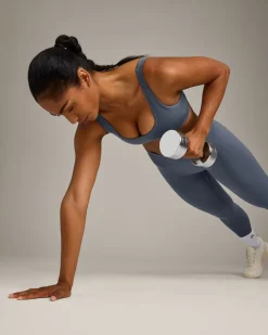 EffortlessLift™ Square Neck Sports Bra with Grey Logo