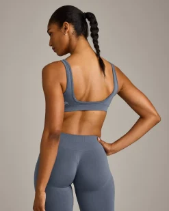 EffortlessLift™ Square Neck Sports Bra with Grey Logo