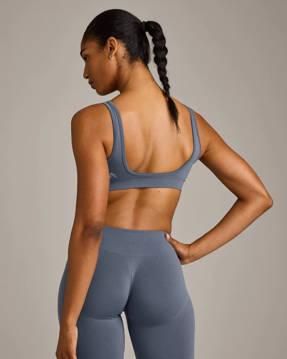 EffortlessLift™ Square Neck Sports Bra with Grey Logo