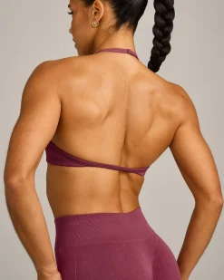 EnhanceLift™ Seamless Minimal Halter Neck Bralette with Grey Logo