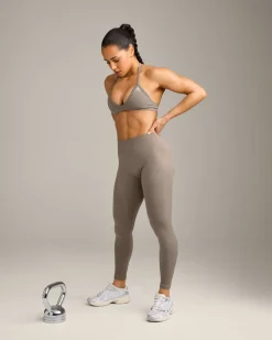 EnhanceLift™ Seamless Minimal Halter Neck Bralette with Grey Logo
