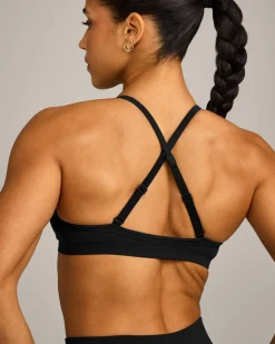 EnhanceLift™ Seamless Strappy Sports Bra with Grey Logo
