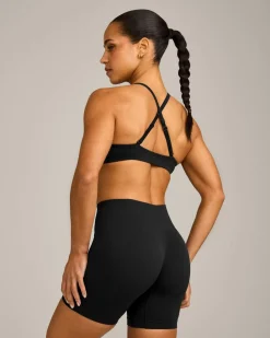 EnhanceLift™ Seamless Strappy Sports Bra with Grey Logo