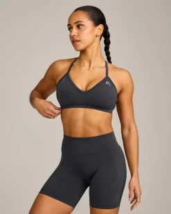 EnhanceLift™ Seamless Strappy Sports Bra with Grey Logo