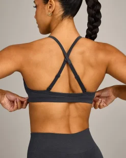 EnhanceLift™ Seamless Strappy Sports Bra with Grey Logo