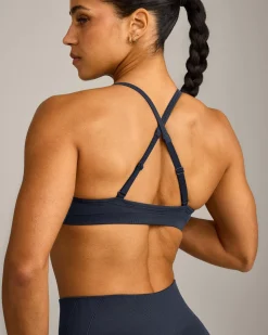 EnhanceLift™ Seamless Strappy Sports Bra with Grey Logo