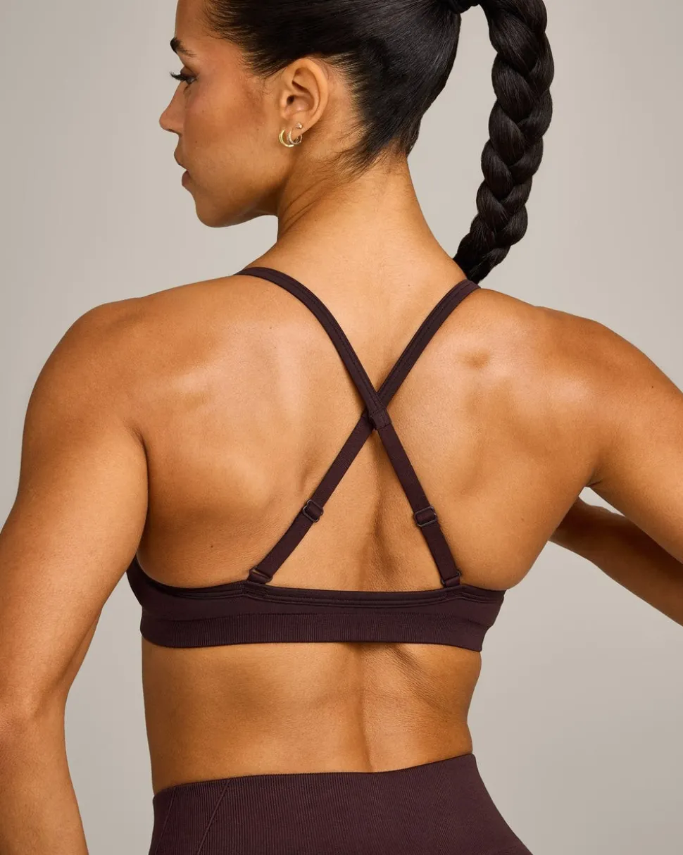 EnhanceLift™ Seamless Strappy Sports Bra with Grey Logo