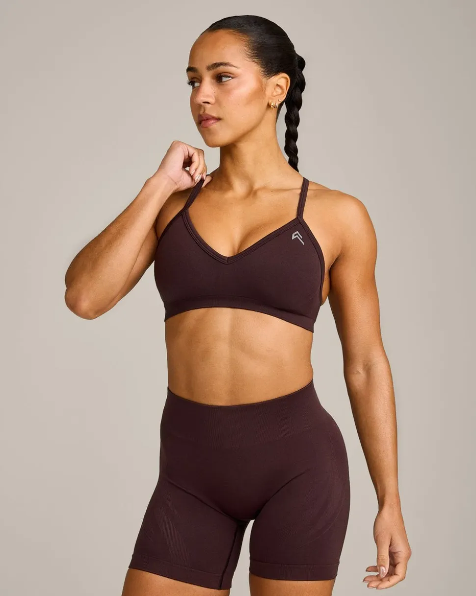 EnhanceLift™ Seamless Strappy Sports Bra with Grey Logo