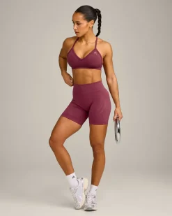 EnhanceLift™ Seamless Strappy Sports Bra with Grey Logo