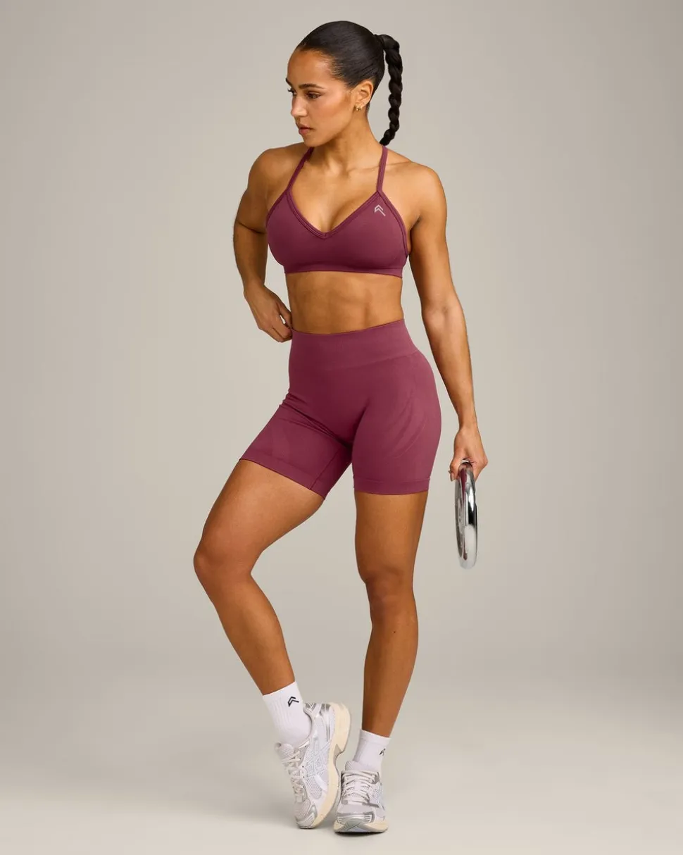 EnhanceLift™ Seamless Strappy Sports Bra with Grey Logo
