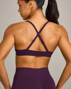 EnhanceLift™ Seamless Strappy Sports Bra with Grey Logo