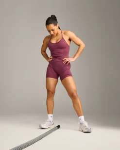 EnhanceLift™ Seamless Strappy Racer Vest with Built in Bra Shelf with Grey Logo