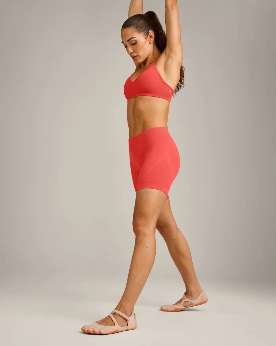 EnhanceLift™ Seamless Strappy Sports Bra with Grey Logo