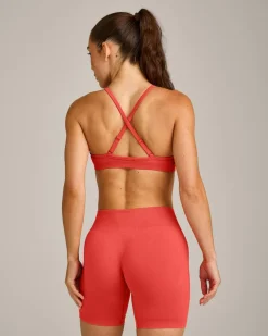 EnhanceLift™ Seamless Strappy Sports Bra with Grey Logo