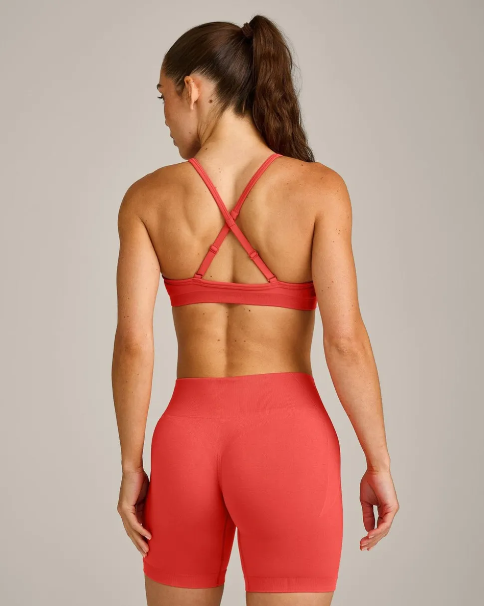 EnhanceLift™ Seamless Strappy Sports Bra with Grey Logo