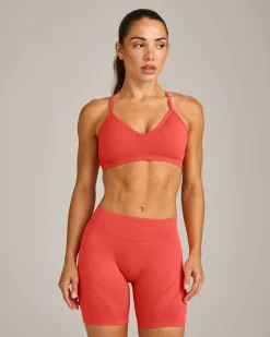 EnhanceLift™ Seamless Strappy Sports Bra with Grey Logo