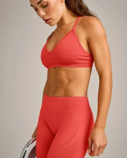 EnhanceLift™ Seamless Strappy Sports Bra with Grey Logo