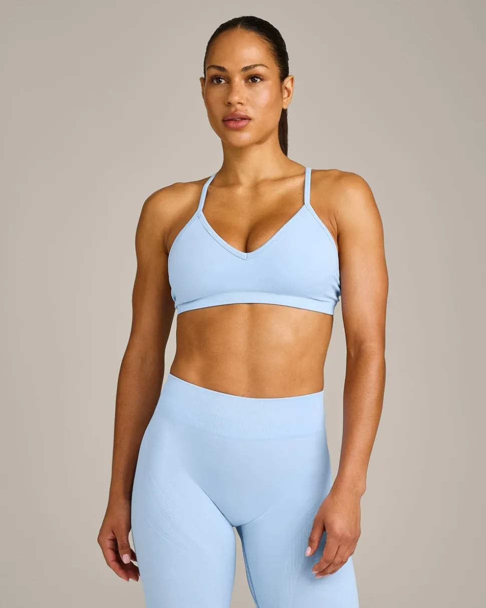 EnhanceLift™ Seamless Strappy Sports Bra with Grey Logo