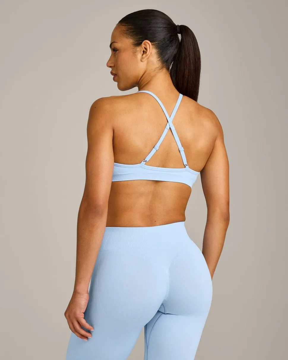 EnhanceLift™ Seamless Strappy Sports Bra with Grey Logo