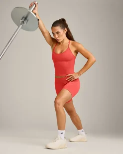 EnhanceLift™ Seamless Strappy Racer Vest with Built in Bra Shelf with Grey Logo