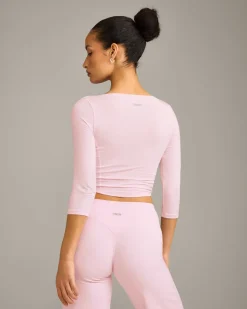 Mellow™ Motion Wide V Neck 3/4 Length Sleeve Mid Top
