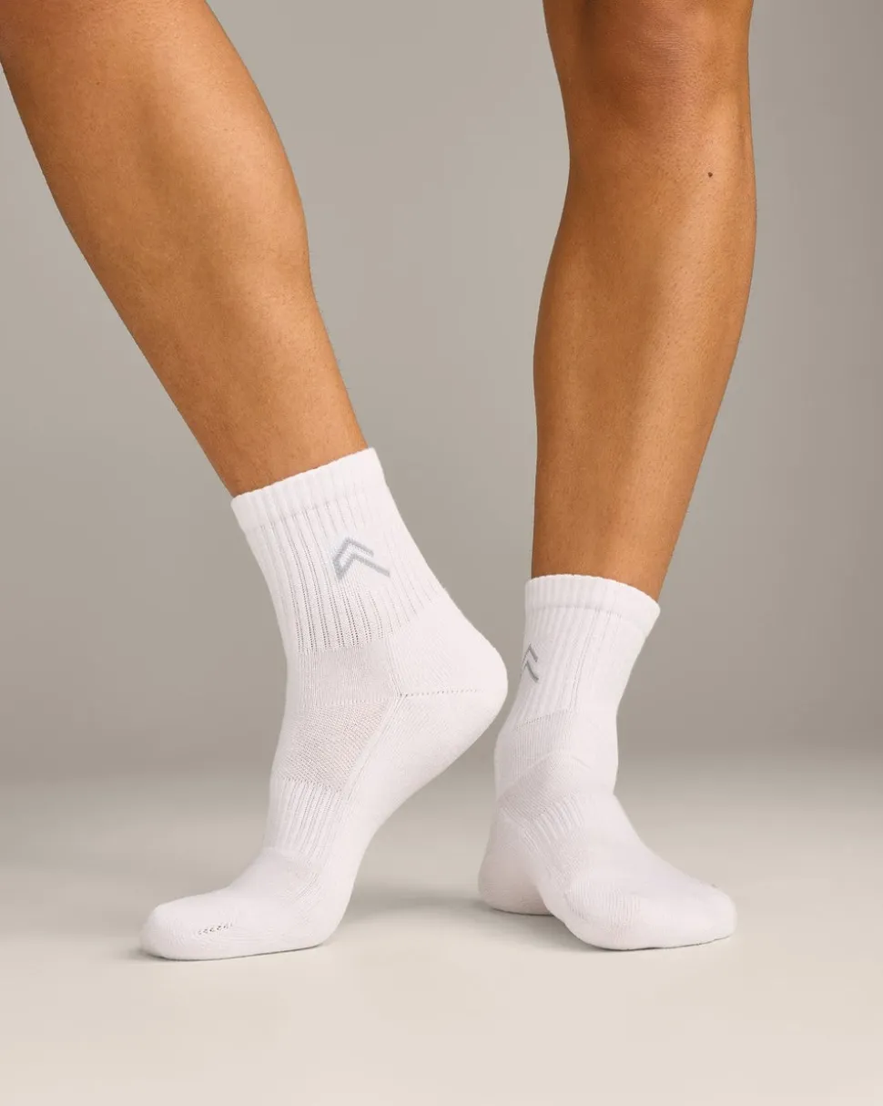 Mid Crew Socks 3 Pack with Grey Logo