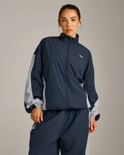 Oversized Contrast Piped Woven Track Jacket