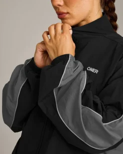 Oversized Contrast Piped Woven Track Jacket