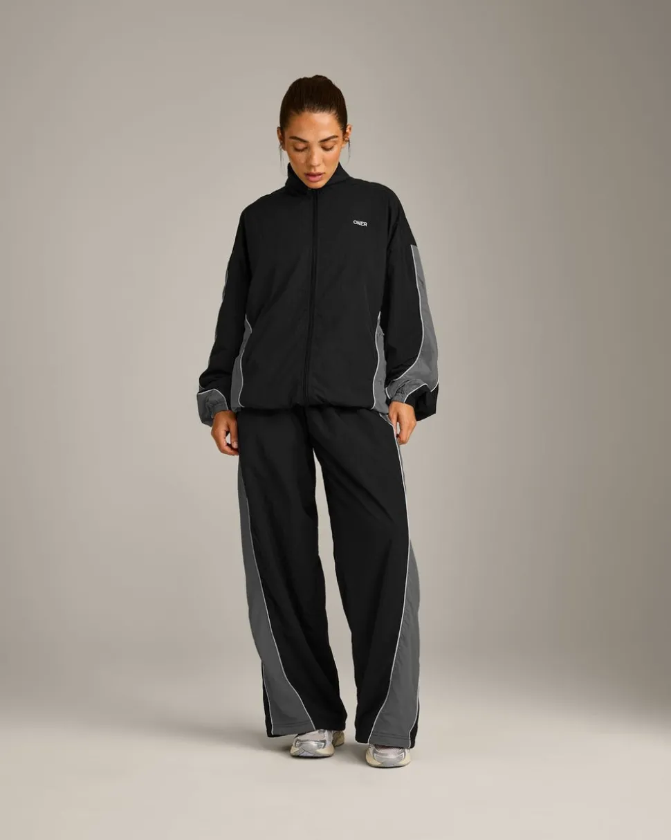 Oversized Contrast Piped Woven Track Jacket