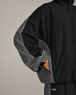 Oversized Contrast Piped Woven Track Jacket