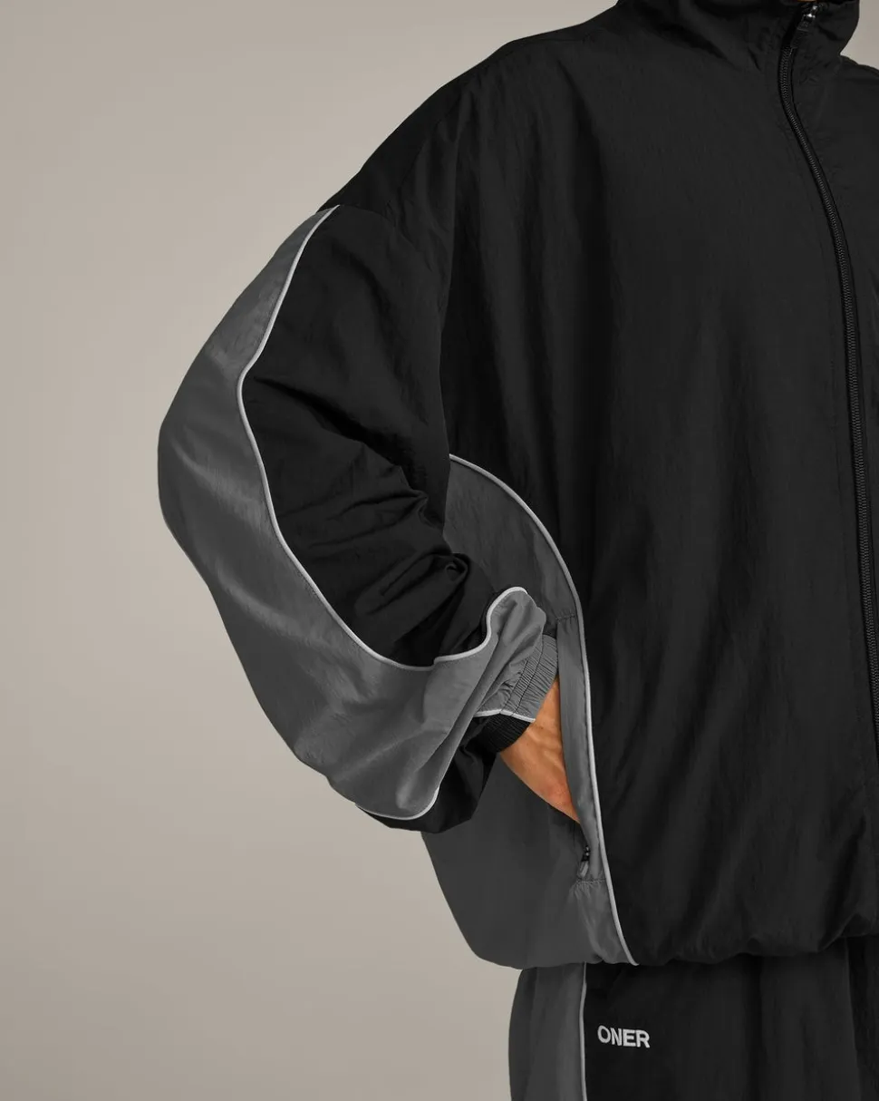 Oversized Contrast Piped Woven Track Jacket
